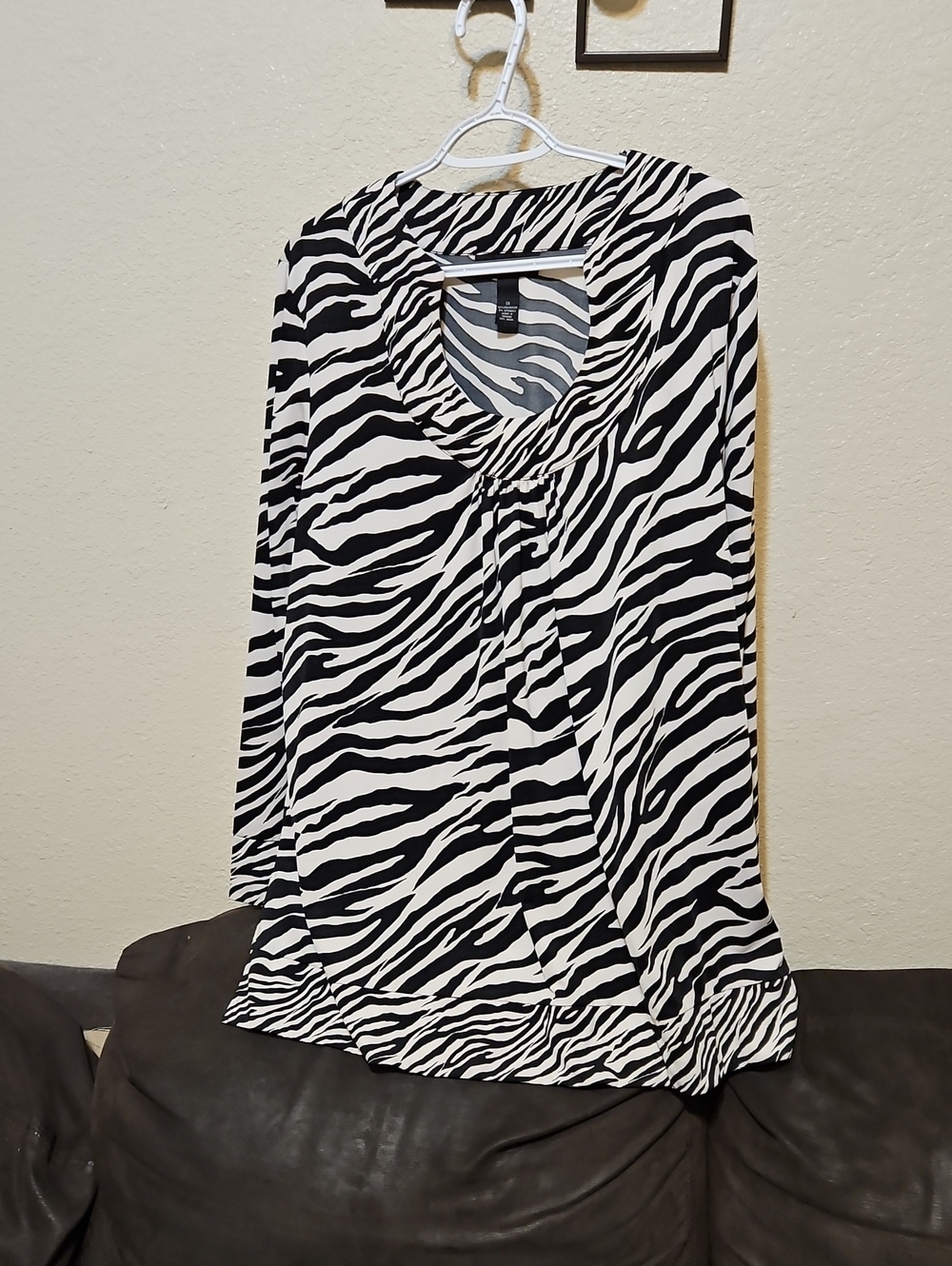 INC International Concepts Zebra-Print Scoop Neck Top - Black & White